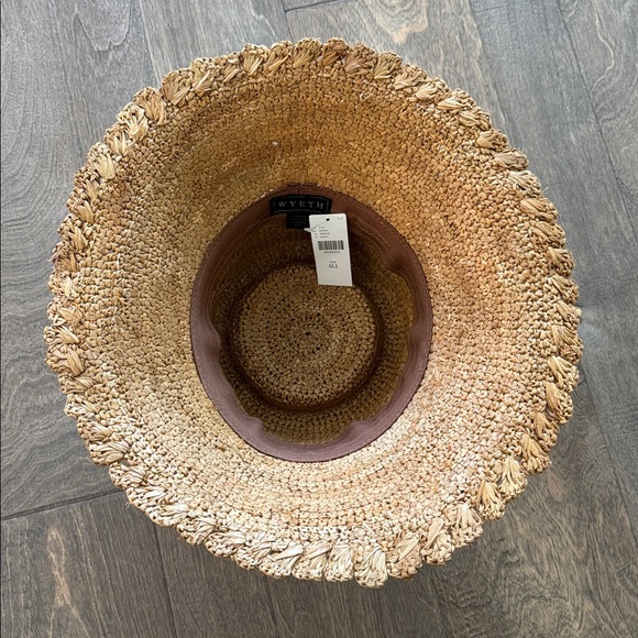 Anthropologie Wyatt Evelyn Boater Bucket Hat Honey Raffia One Size Travel New - Picture 5 of 8